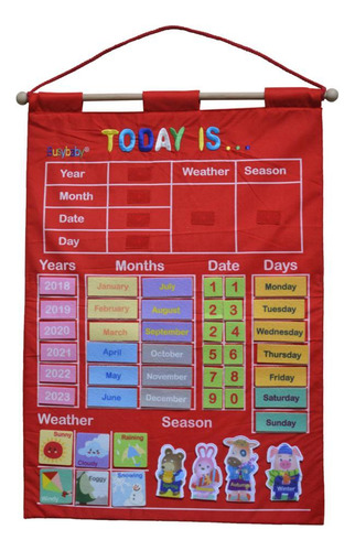 Calendario Muro Para Niños Fecha Aprendizaje - Ayudas Rojo