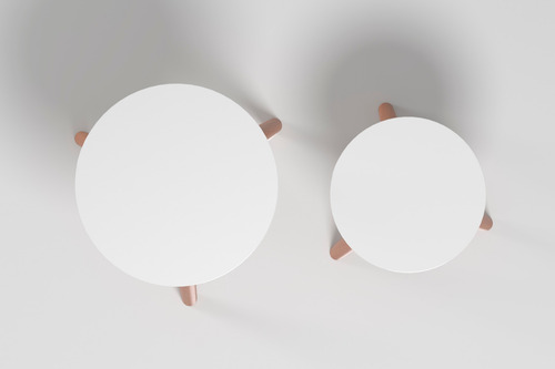 Dupla Mesinha Lateral Apoio Enfeite Objeto Decora Off White Branco