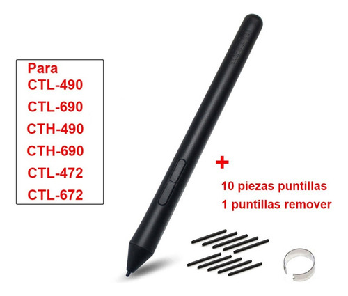 Pluma Wacom Lp-190-0k Intuos Bamboo + 10 Pza Repuesto puntas