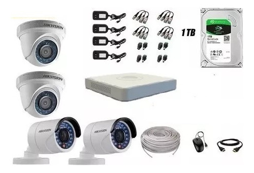 Kit De Vigilancia Hikvision 4 Cámaras Hd 1080p Analógico