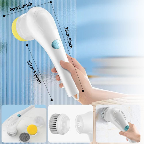 Cepillo Limpiador Eléctrico 5 Cabezales Recargable Usb
