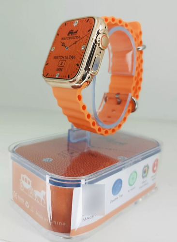 Smartwatch Ultra 3 Mini 38mm Ilha Dinâmica Com Chat Gpt Nfc Caixa Preto Pulseira Laranja Bisel Preto Desenho Da Pulseira Mesh