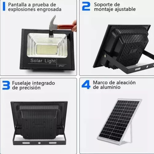 2 Pack Reflector Luz Led Solar 25w Ip67 Exteriores