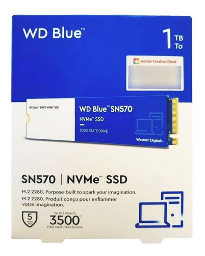 Imagen 3 de 3 de Disco sólido interno Western Digital SN570 WDS100T3B0C 1TB azul