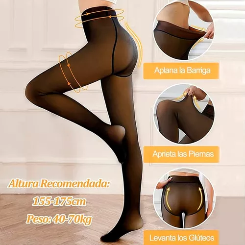 Medias Térmicas Mallas Afelpadas Leggins Traslúcido