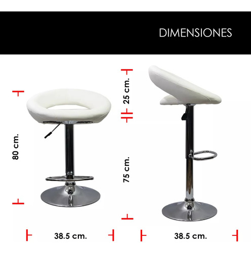 Kit 3 Bancos Taburete Giratorio Bar Barra Comedor Boss Acabado De La Estructura Cromado Color Blanco