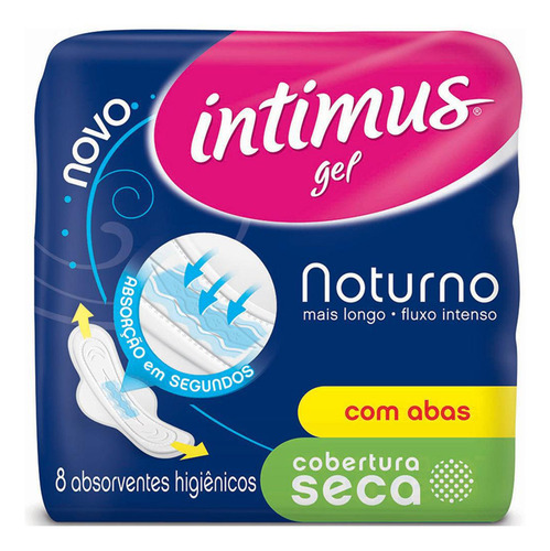 Absorvente Intimus Noturno Seca, Com Abas, 8 Unidades