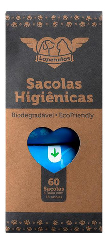 Sacolas Higienicas Lopetudos, Com 4 Rolos, Resistente e Biodegradavel