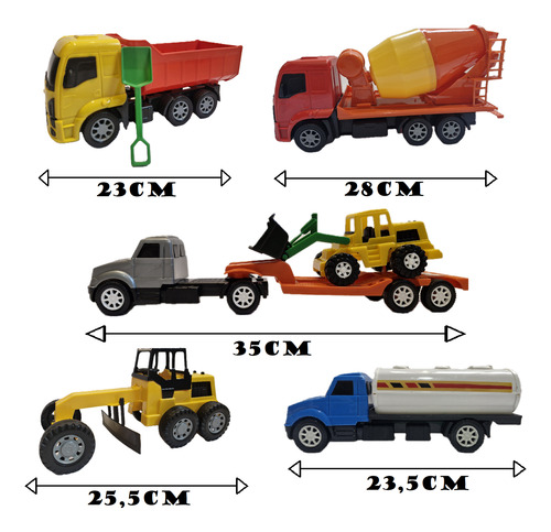 Kit Caminhões E Trator De Construção E Obra Cores Sortidas