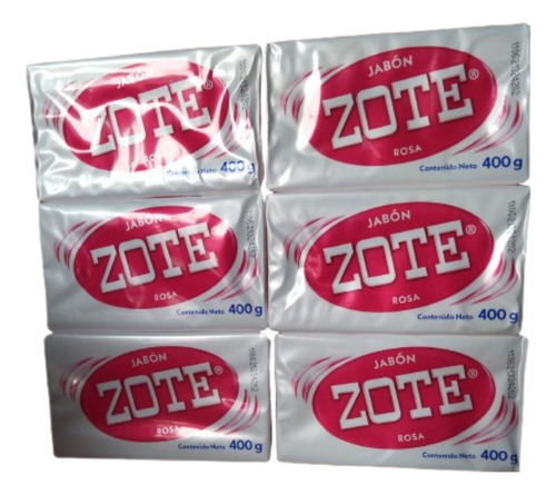 Jabón De Lavandería Zote Rosa Pack Con 6 Pz De 400 G C/una