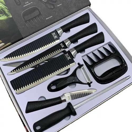 Kit Facas Churrasco Cozinha Antiaderente Inox Linha Premium 