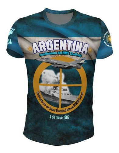 Remera Argentina Malvinas Hundimiento Del Buque Sheffield