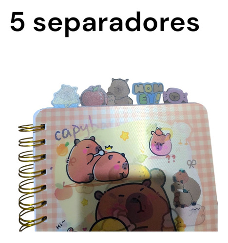 Capibara Peluche Set Llavero Con Movimiento/cuaderno Frances Café