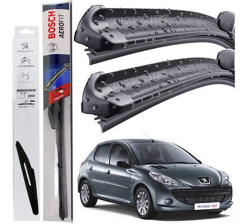 3 Escobillas Aerofit Peugeot 207 2008 2009 2010 2011 2012