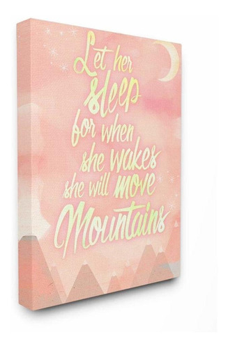 Let Her Sleep Pink Water Color Mountains Canvas Wall Ar...