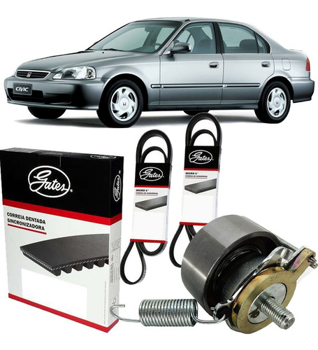 Imagem 2 de 10 de Kit Correia Dentada + Alternador Civic 1.7 16v 2005 2006