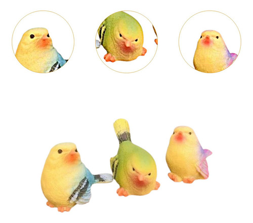 3x Figuras Decorativas De Aves En Miniatura, Decoración De
