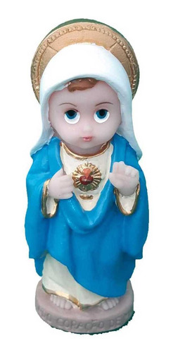 Imagem 1 de 4 de Sagrado Coração De Maria Imagem Infantil Em Resina Com 8 Cm