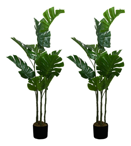 Kit 2 Plantas Artificiales Tipo Monstera 120cm Decorativos