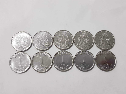 Lote De 10 Moedas 1 Cruzado 1988 Flor De Cunho!