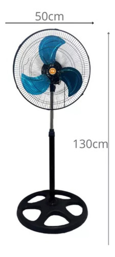 Ventilador De Pie Metal Azul 18 3 Aspas 3 Velocidades
