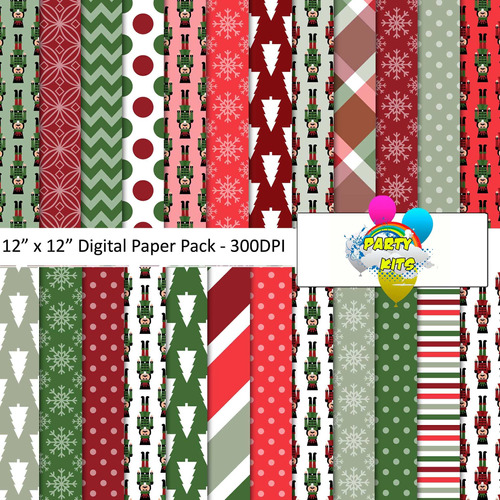 Kit Imprimible Papel Digital Cascanueces De Navidad Copo De