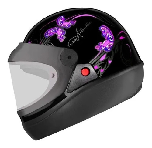 Capacete Ebf Viseira Automática Preto Rosa Borboleta Tamanho do capacete 56