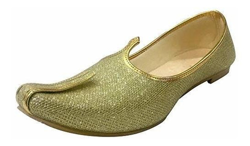 Step N Style Mens Gold Glitter Zapatos De Boda Zapatos Forma