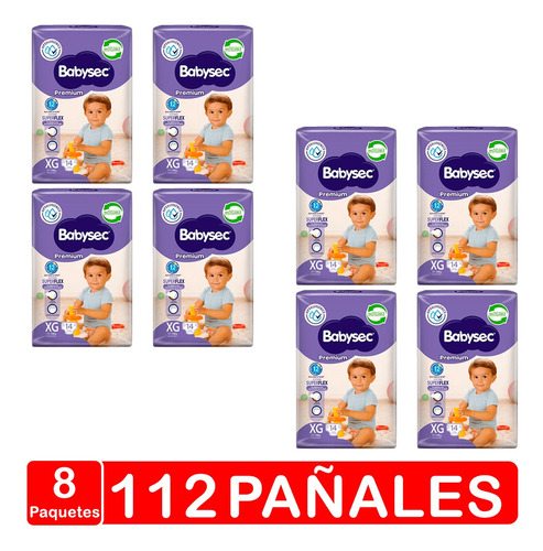 Manga Pañales Babysec Premium  8 Paquetes - Elige Talla 