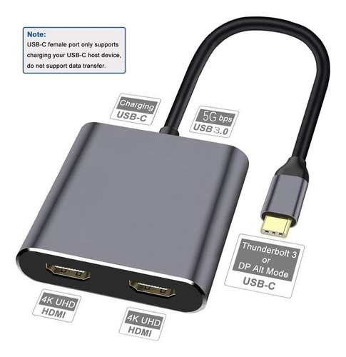 # Tipo C Adaptador Hdmi 4k Usb C A Hdmi Dual Usb 3,0 Cable