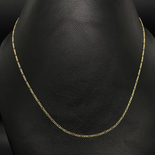 Collar Oro 14k Cadena Unisex Tejido 3x1 Largo 45cmx1mm Dorado