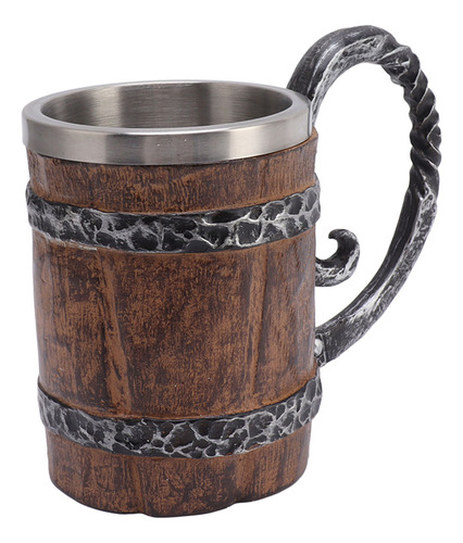 Taza De Cerveza Estilo Vikingo De Madera Con Mango Doble De