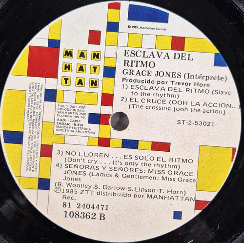 Grace Jones - Esclava Del Ritmo (1985) Argentina - Vinilo Lp (Usado)