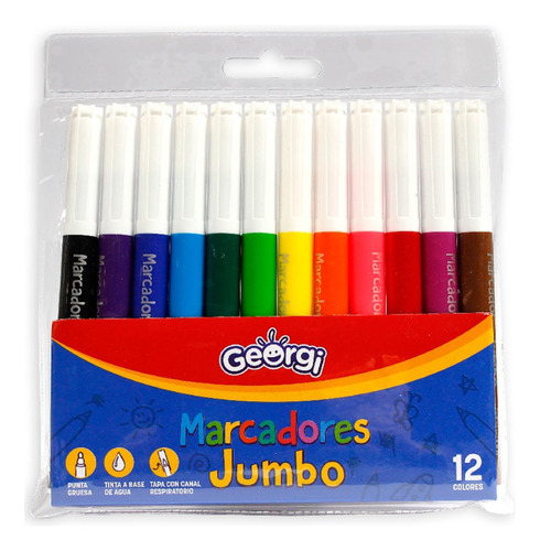 Set De Marcadores Georgi Grandes Jumbo 12 Colores
