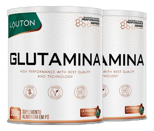Kit 2x Glutamina Ultrapure Performance Series 300g - Lauton Sabor Sem Sabor