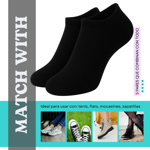 5 Calcetines Mujer Corte Bajo Premium Ultra Suaves Vrskl0017 Rosa/blanco/negro Liso Único