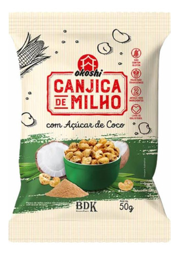 Kit 3x: Canjica De Milho Com Açúcar De Coco Okoshi 50g