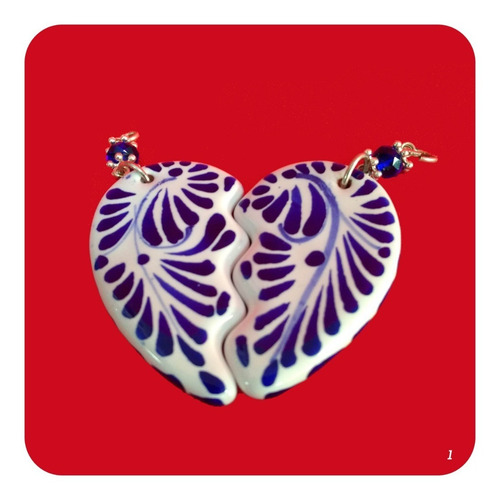 Imagen 5 de 5 de Dije Corazón Para Parejas De Talavera Poblana Amor Y Amistad