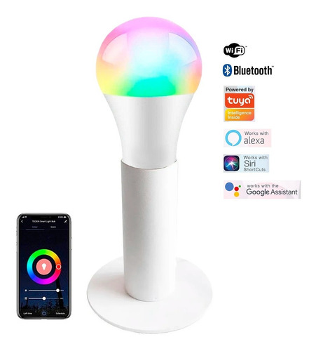 Lampara Velador Escritorio Minimalista + Led Smart Rgb Wifi