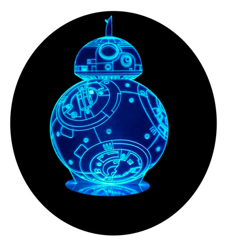 Lámpara Led 3d Bb8 Rgb Táctil Star Wars Regalo 7 Colores