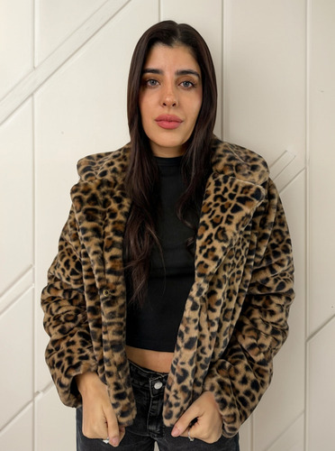 Tapado Mujer Elegante Animal Print Tendencia
