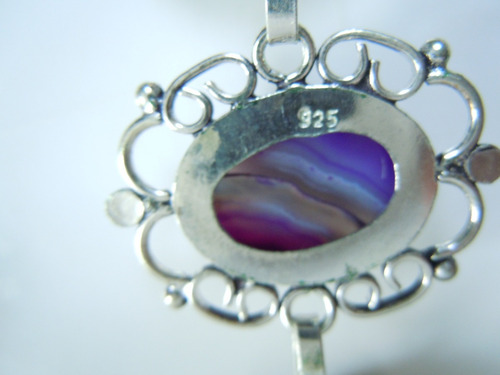 Pulsera Brazalete Bañada En Plata 925 Con Onyx Púrpura
