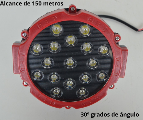 Faro Proyector 51 W Redondo 17 Led Agro Vehículo 4x4