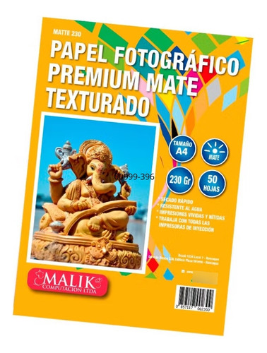  Papel Fotográfico Mate Texturado 230 Gr A4 X 50 Hojas