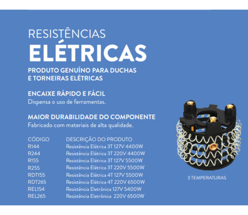 Resistência P/duchas E Torneiras Sintex 3t 4400w 220v