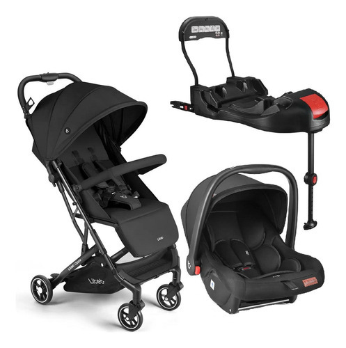 Carrinho De Bebê Oppa Pt +bebê Conforto +base Isofix Bb4630k Cor Preto