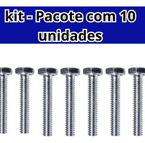Parafuso Sextavado Zincado 7/16 X 3/4 - Kit 10 Unidades