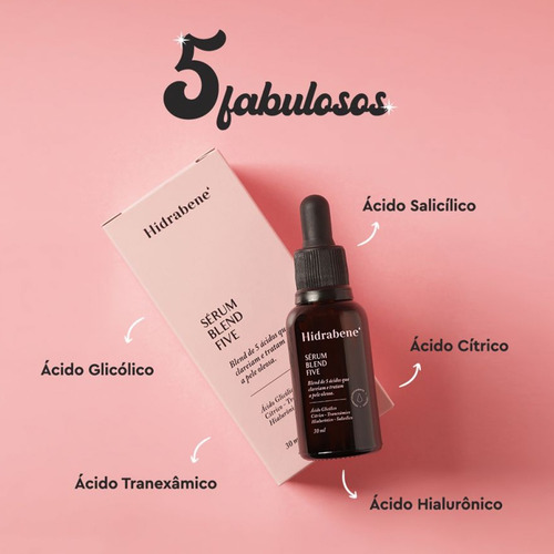 Hidrabene Sérum Blend Five Com 5 Ácidos Clareia Pele Oleosa