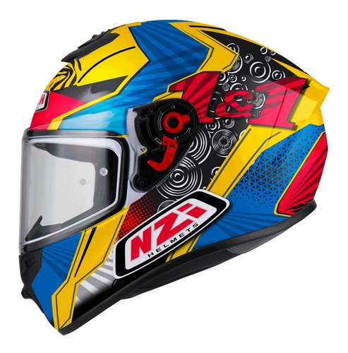 Capacete Colorido Nzi Trendy One One Amarelo Azul Vermelho Tamanho do capacete 61/62 (XL)