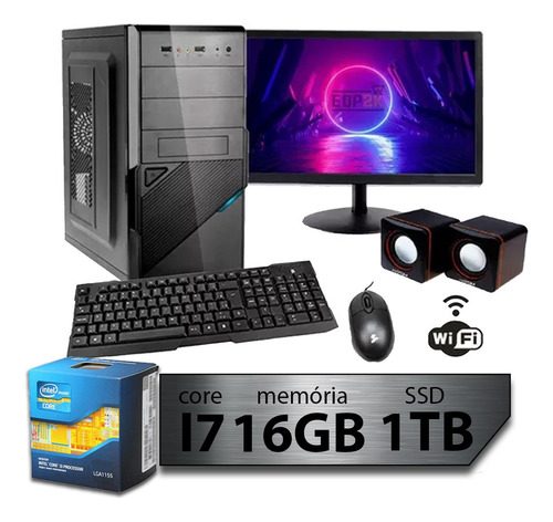 Computador Intel I7 16gb Ssd 1tb Placa Video 2gb Monitor 19